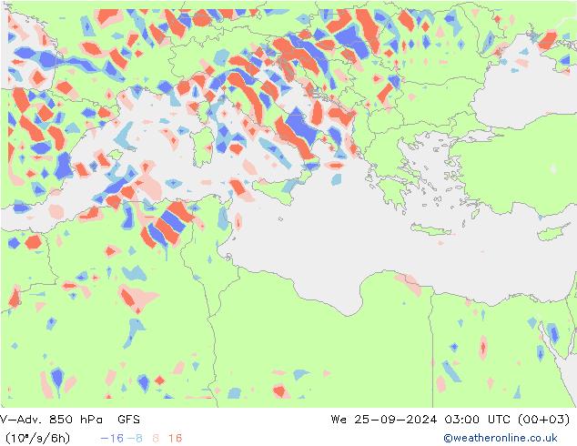 V-Adv. 850 hPa GFS We 25.09.2024 03 UTC