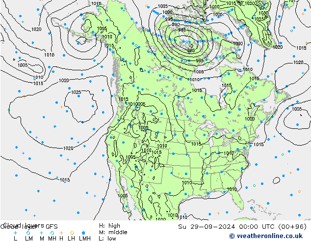 Cloud layer GFS Dom 29.09.2024 00 UTC