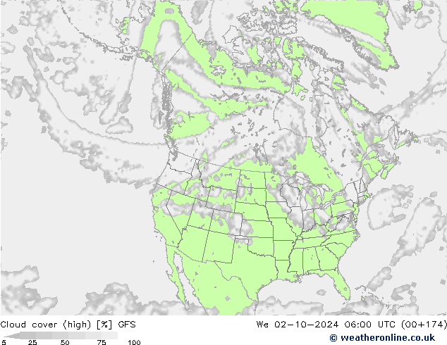 Nubes altas GFS mié 02.10.2024 06 UTC