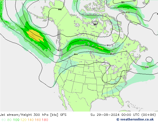 Jet stream/Height 300 hPa GFS Su 29.09.2024 00 UTC