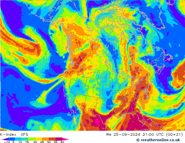 K-Index GFS ср 25.09.2024 21 UTC