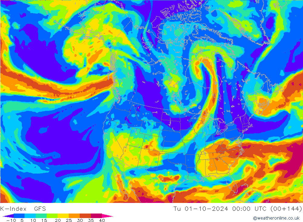 K-Index GFS mar 01.10.2024 00 UTC