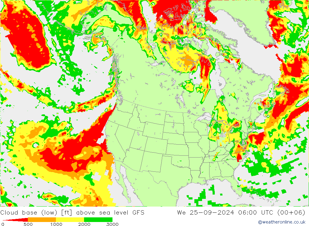 Cloud base (low) GFS We 25.09.2024 06 UTC