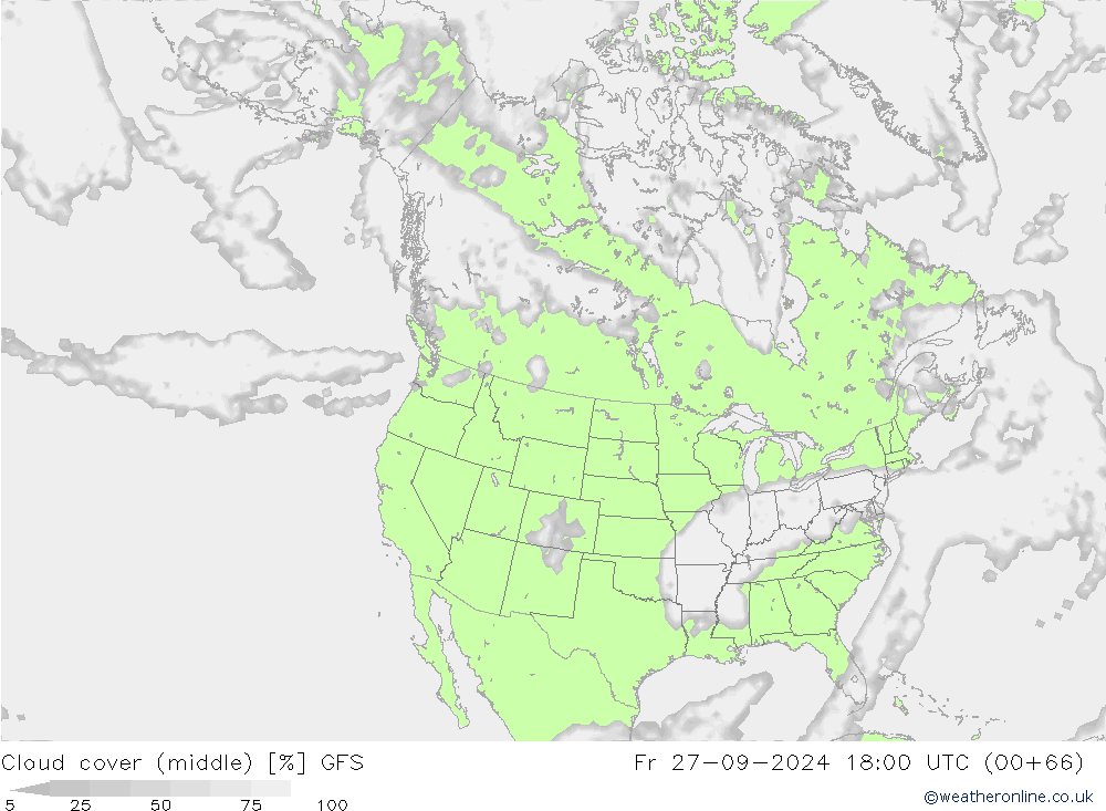 Cloud cover (middle) GFS Fr 27.09.2024 18 UTC