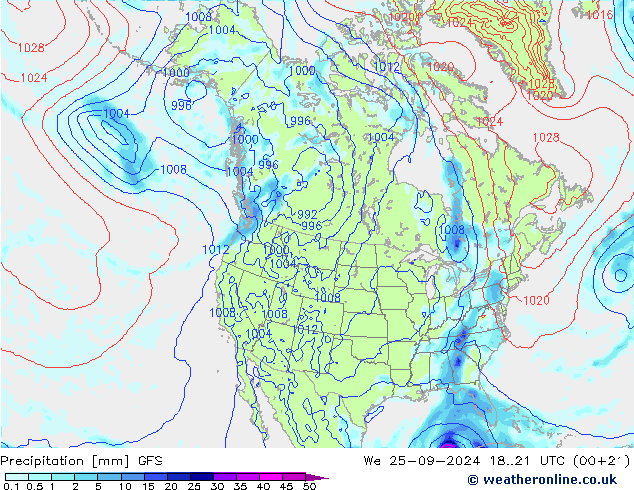 Precipitación GFS mié 25.09.2024 21 UTC