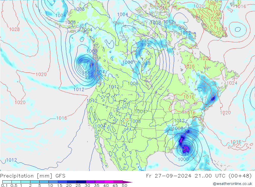 Précipitation GFS ven 27.09.2024 00 UTC