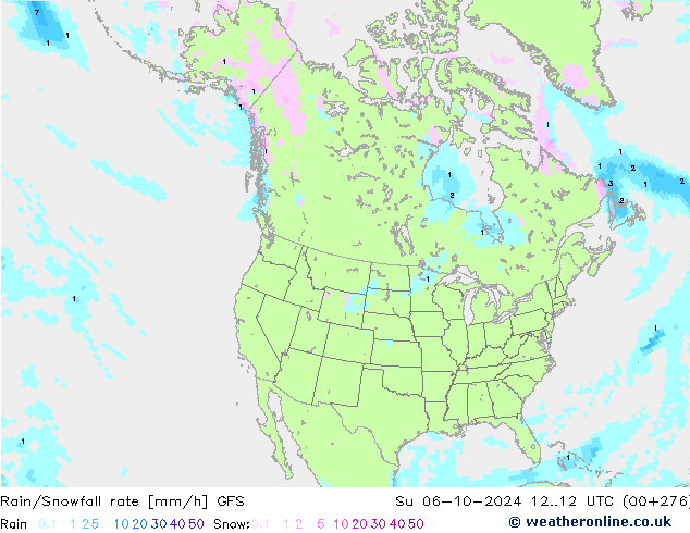 Rain/Snowfall rate GFS Ne 06.10.2024 12 UTC