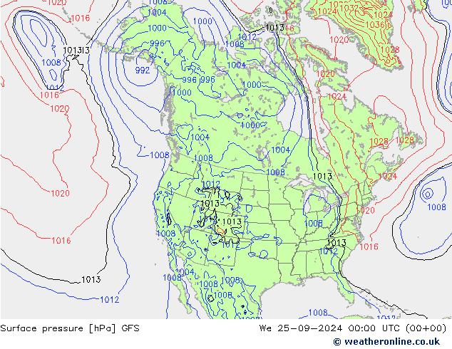 Surface pressure GFS We 25.09.2024 00 UTC