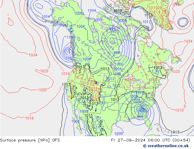 Surface pressure GFS Fr 27.09.2024 06 UTC