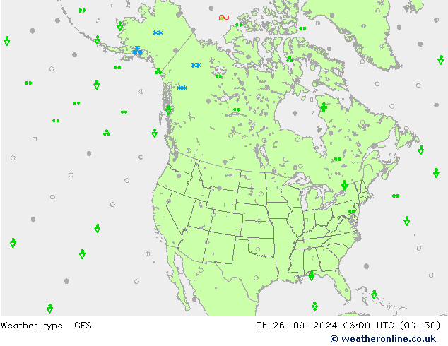 rodzaj opadu GFS czw. 26.09.2024 06 UTC