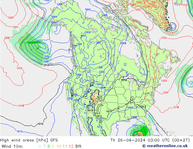 High wind areas GFS gio 26.09.2024 03 UTC