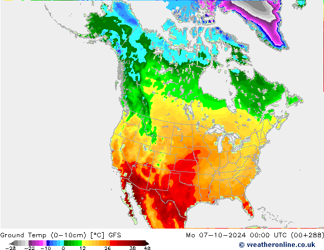 Ground Temp (0-10cm) GFS Mo 07.10.2024 00 UTC