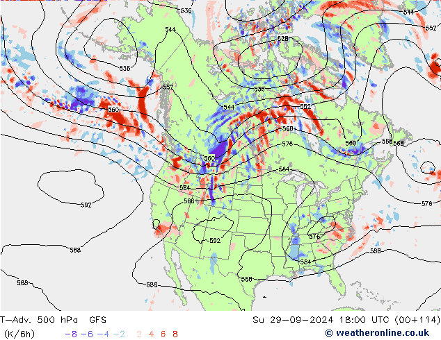 T-Adv. 500 hPa GFS dom 29.09.2024 18 UTC