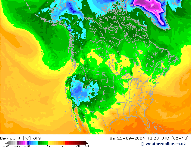 Taupunkt GFS Mi 25.09.2024 18 UTC