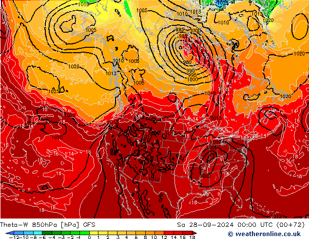 Theta-W 850hPa GFS Sáb 28.09.2024 00 UTC