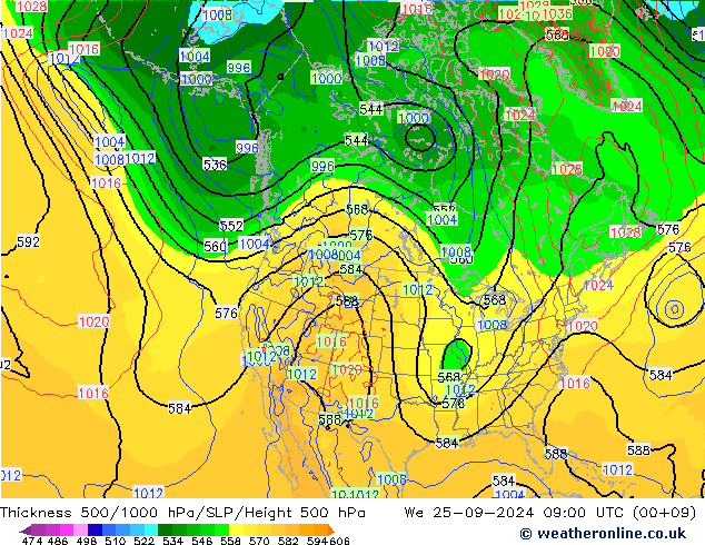 Thck 500-1000гПа GFS ср 25.09.2024 09 UTC