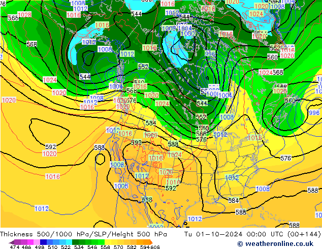 Thck 500-1000hPa GFS Tu 01.10.2024 00 UTC