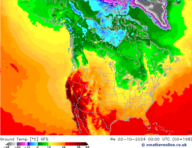 Ground Temp GFS We 02.10.2024 00 UTC