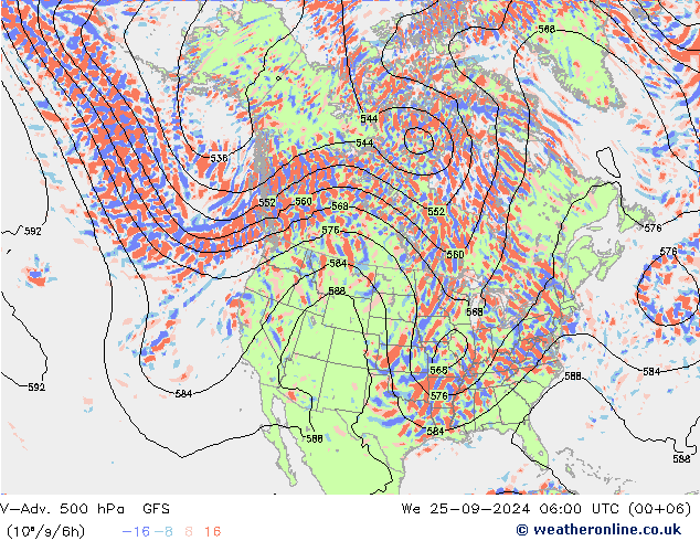 V-Adv. 500 hPa GFS mer 25.09.2024 06 UTC