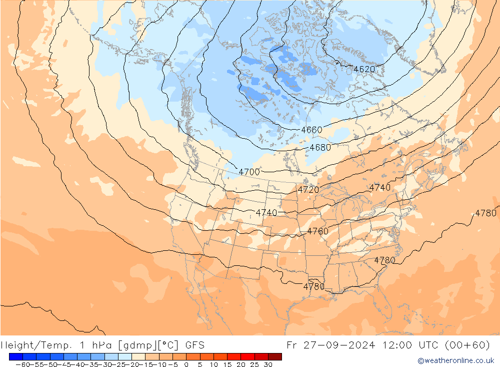 Height/Temp. 1 hPa GFS pt. 27.09.2024 12 UTC