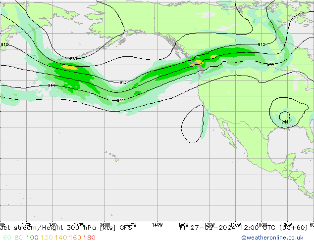 Prąd strumieniowy GFS pt. 27.09.2024 12 UTC