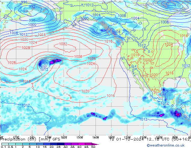 Precipitação (6h) GFS Ter 01.10.2024 18 UTC