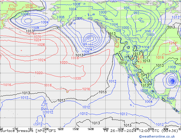 Surface pressure GFS Th 26.09.2024 12 UTC