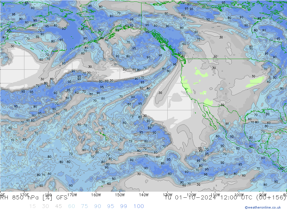 850 hPa Nispi Nem GFS Sa 01.10.2024 12 UTC