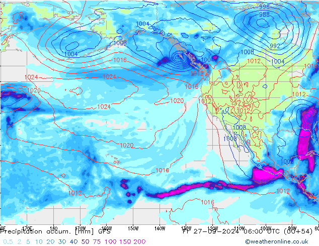 Precipitation accum. GFS Fr 27.09.2024 06 UTC