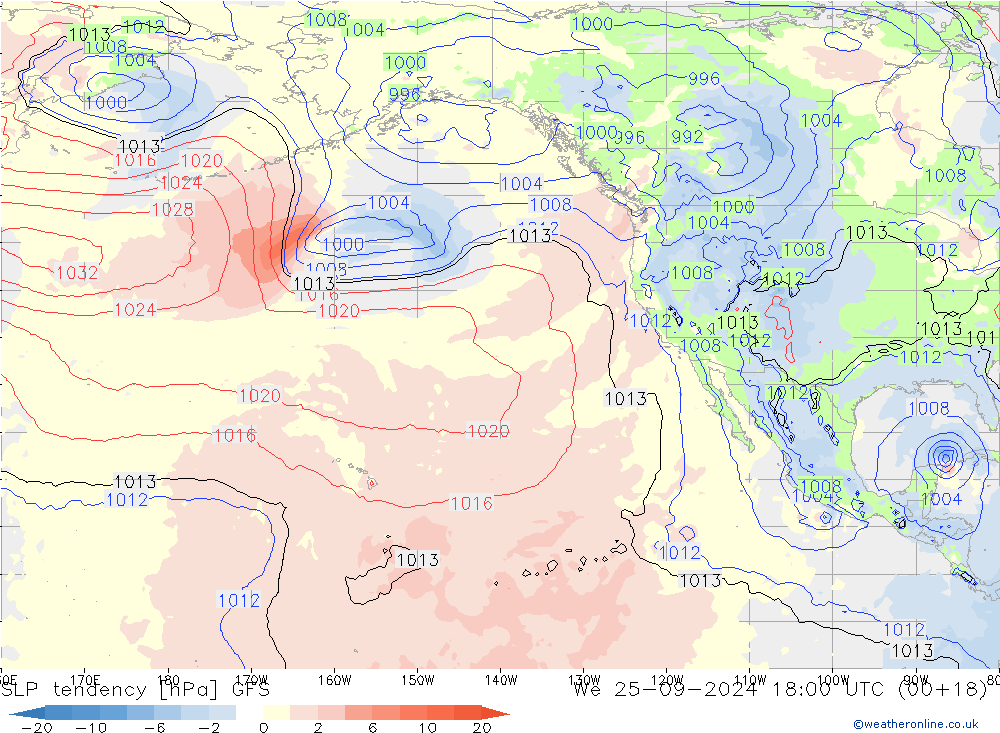 SLP tendency GFS Qua 25.09.2024 18 UTC