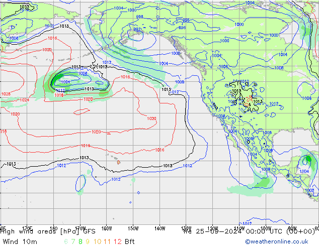 High wind areas GFS St 25.09.2024 00 UTC