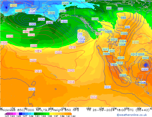 Thck 850-1000 hPa GFS Th 26.09.2024 18 UTC