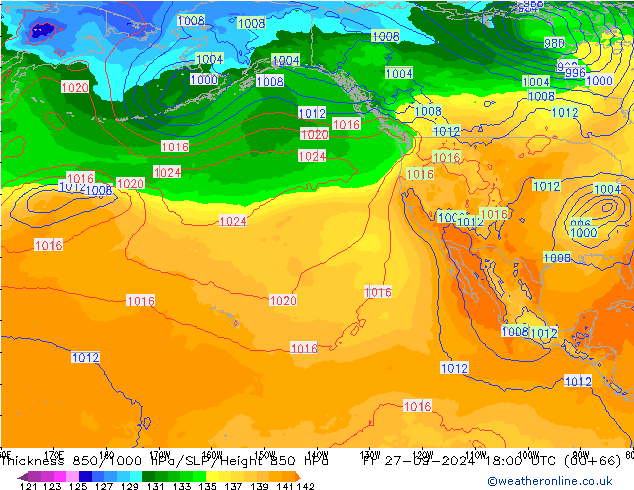 Thck 850-1000 hPa GFS Fr 27.09.2024 18 UTC