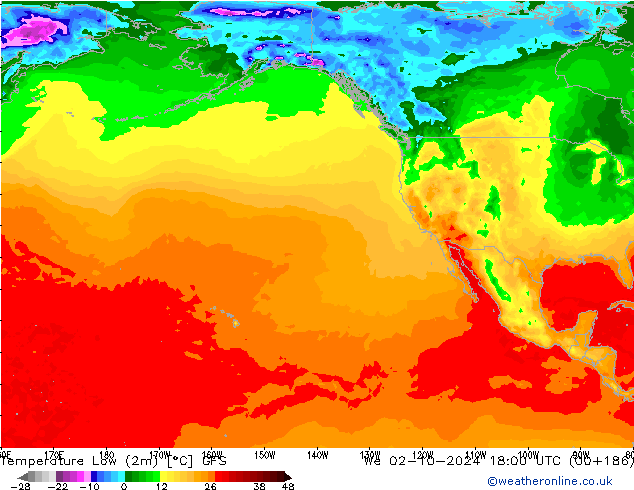 Темпер. мин. (2т) GFS ср 02.10.2024 18 UTC