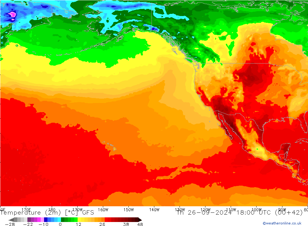 Sıcaklık Haritası (2m) GFS Per 26.09.2024 18 UTC