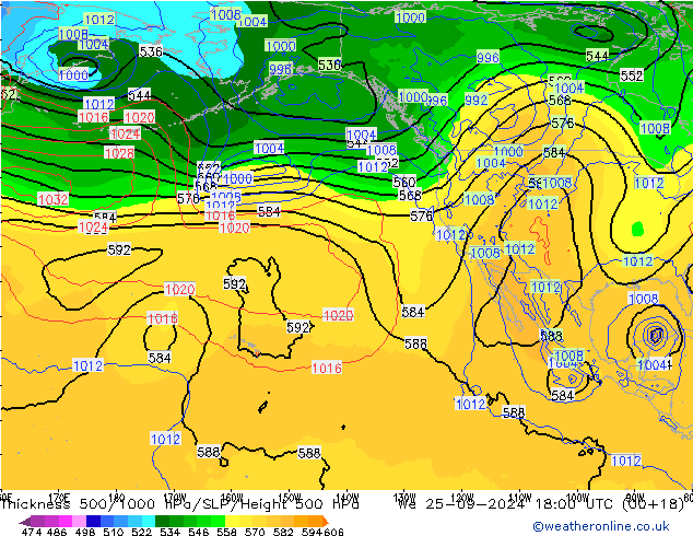 Thck 500-1000hPa GFS We 25.09.2024 18 UTC