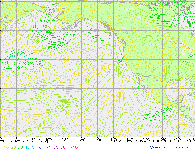 Stroomlijn 10m GFS vr 27.09.2024 18 UTC