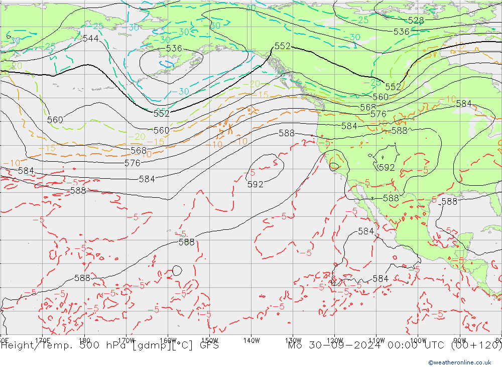 Height/Temp. 500 hPa GFS Mo 30.09.2024 00 UTC