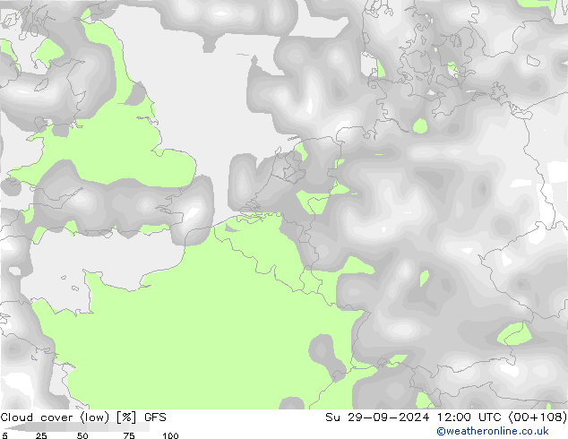 Nuages (bas) GFS dim 29.09.2024 12 UTC