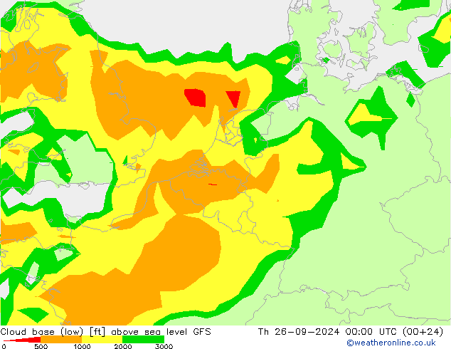 Wolkenbasis (Laag) GFS do 26.09.2024 00 UTC