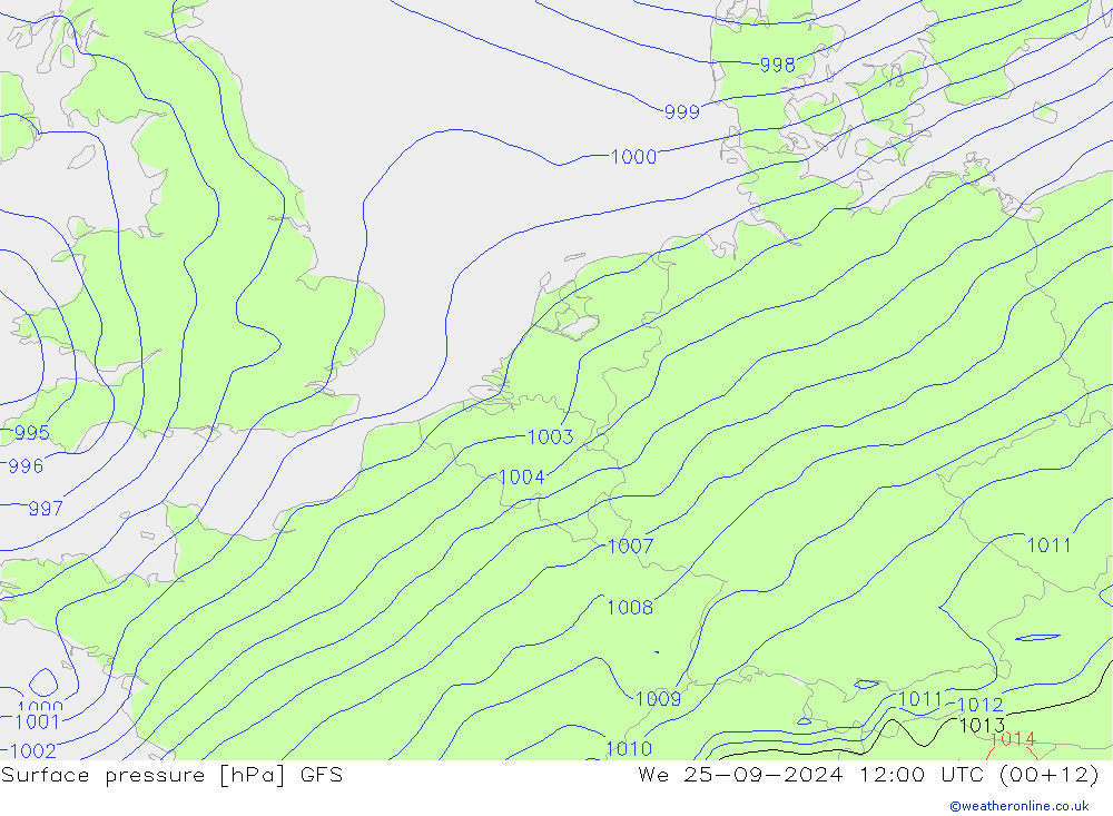 pressão do solo GFS Qua 25.09.2024 12 UTC