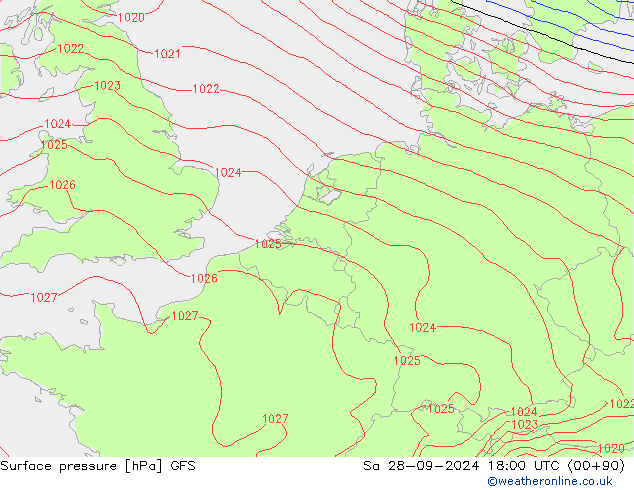 Surface pressure GFS Sa 28.09.2024 18 UTC