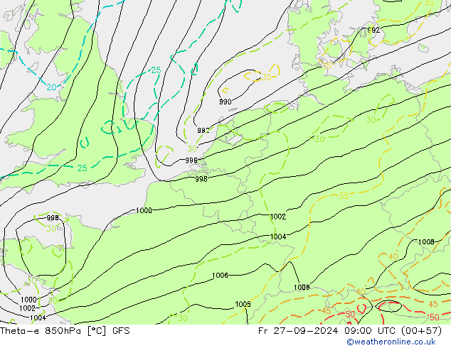 Theta-e 850hPa GFS september 2024