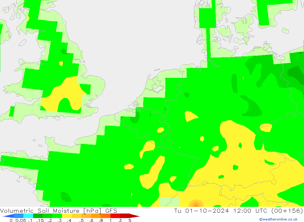 Volumetric Soil Moisture GFS mar 01.10.2024 12 UTC