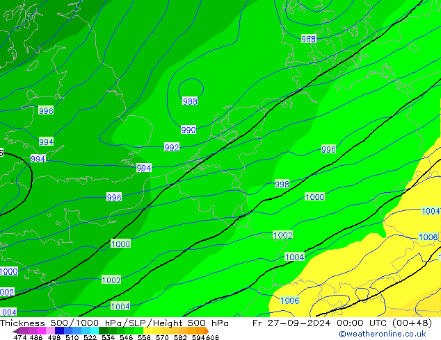 Thck 500-1000hPa GFS Fr 27.09.2024 00 UTC