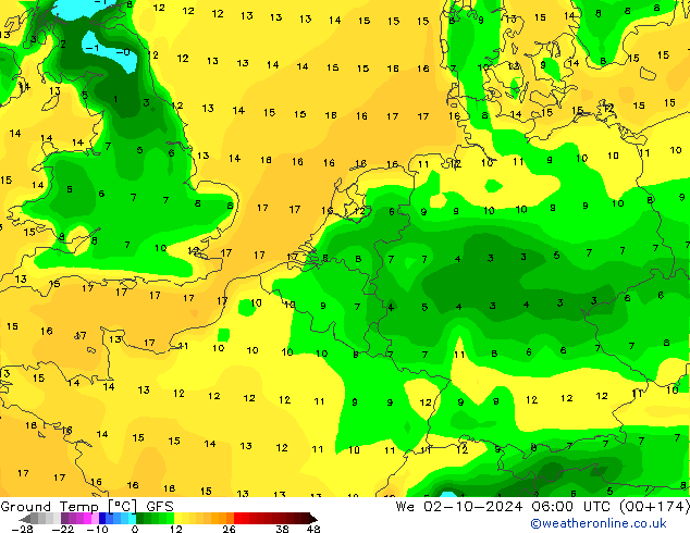 Ground Temp GFS We 02.10.2024 06 UTC