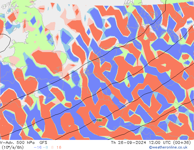 V-Adv. 500 hPa GFS jue 26.09.2024 12 UTC