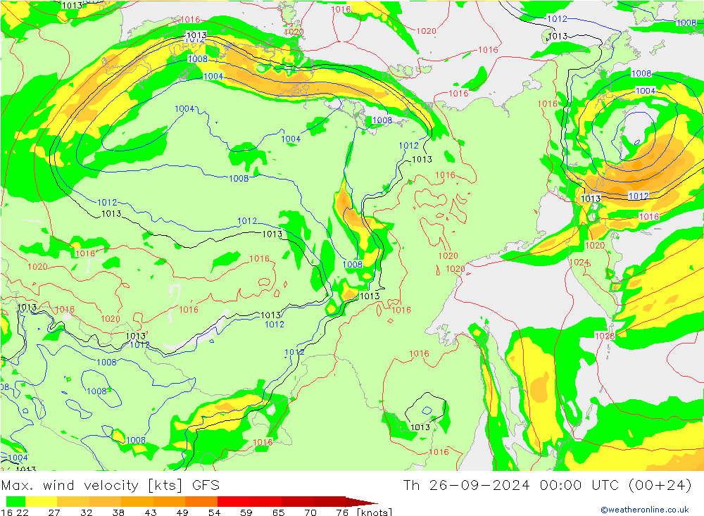 Max. wind velocity GFS jeu 26.09.2024 00 UTC