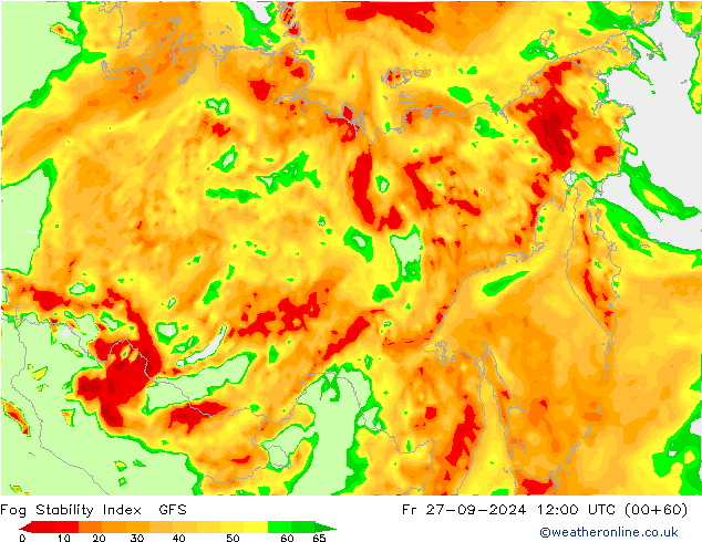 Fog Stability Index GFS ven 27.09.2024 12 UTC