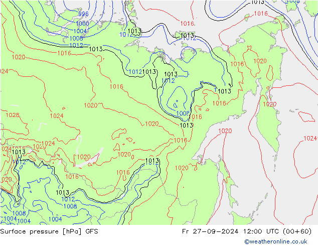 Surface pressure GFS Fr 27.09.2024 12 UTC